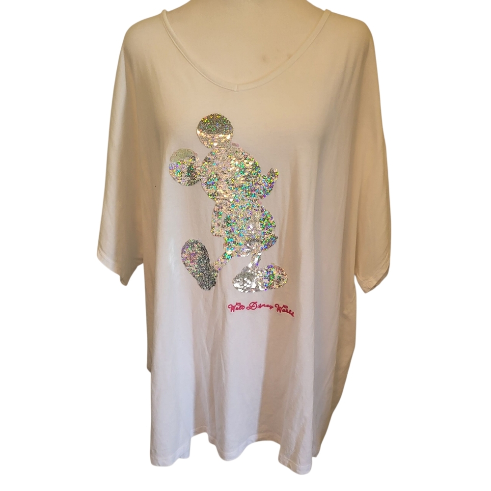 Disney Mickey Plus Tee White Sz 2X